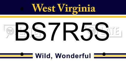 BS7R5S West Virginia License Plate