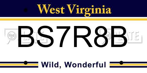 BS7R8B West Virginia License Plate