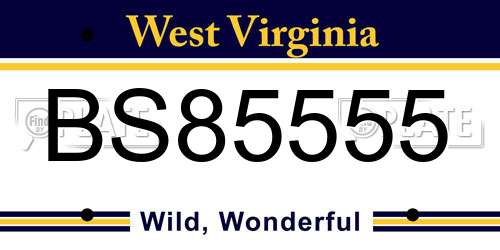 BS85555 West Virginia License Plate