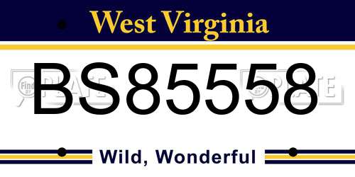 BS85558 West Virginia License Plate