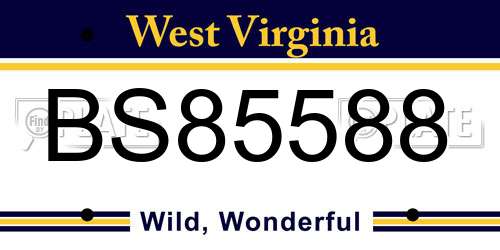 BS85588 West Virginia License Plate