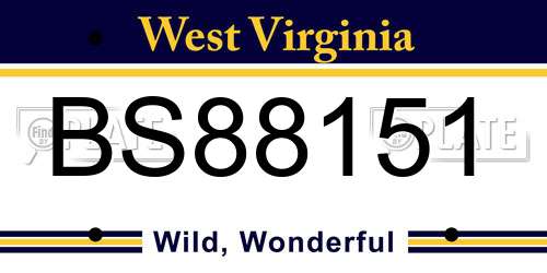BS88151 West Virginia License Plate
