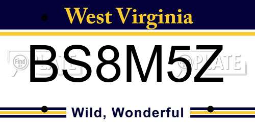 BS8M5Z West Virginia License Plate