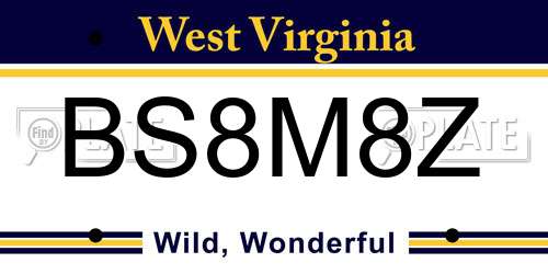 BS8M8Z West Virginia License Plate