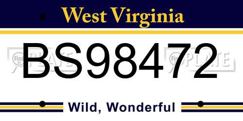 BS98472 West Virginia License Plate