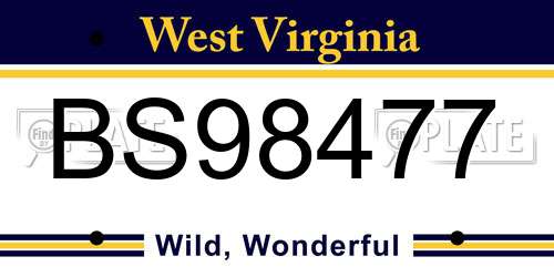 BS98477 West Virginia License Plate