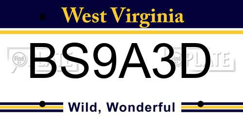 BS9A3D West Virginia License Plate
