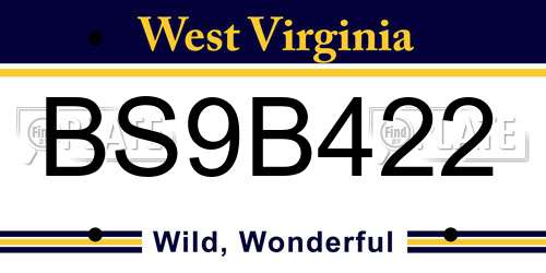 BS9B422 West Virginia License Plate