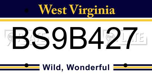 BS9B427 West Virginia License Plate