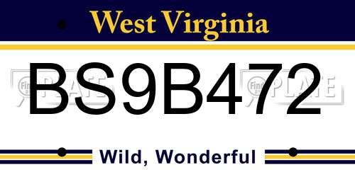 BS9B472 West Virginia License Plate