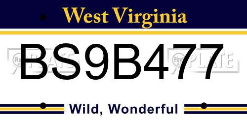 BS9B477 West Virginia License Plate