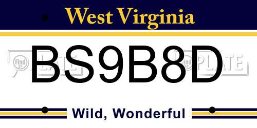 BS9B8D West Virginia License Plate