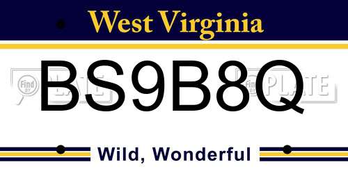 BS9B8Q West Virginia License Plate