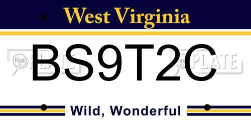 BS9T2C West Virginia License Plate