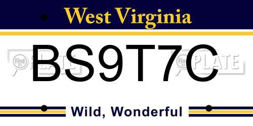 BS9T7C West Virginia License Plate
