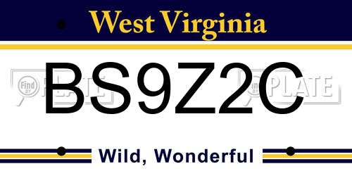 BS9Z2C West Virginia License Plate