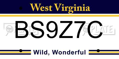 BS9Z7C West Virginia License Plate
