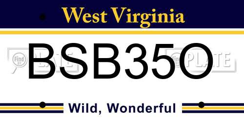 BSB35O West Virginia License Plate