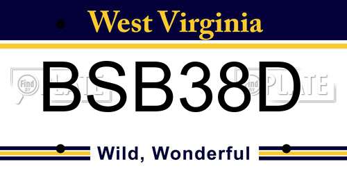 BSB38D West Virginia License Plate