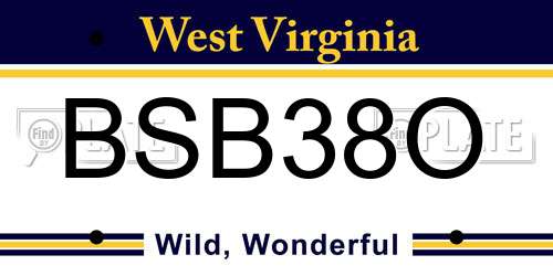 BSB38O West Virginia License Plate