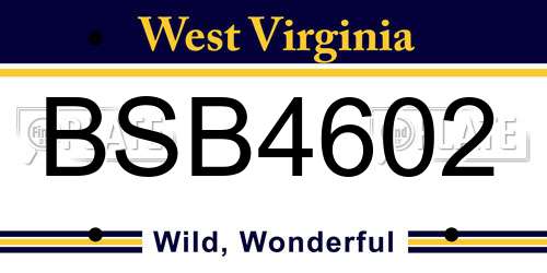 BSB4602 West Virginia License Plate