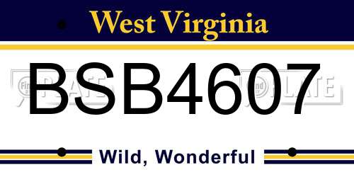 BSB4607 West Virginia License Plate