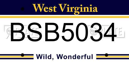 BSB5034 West Virginia License Plate