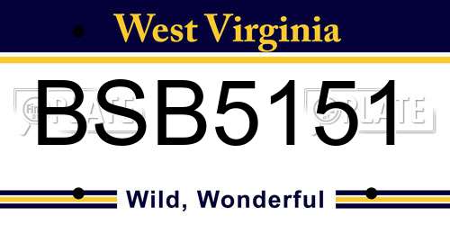 BSB5151 West Virginia License Plate