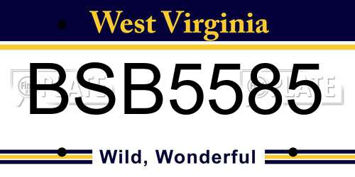 BSB5585 West Virginia License Plate