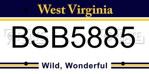 BSB5885 West Virginia License Plate