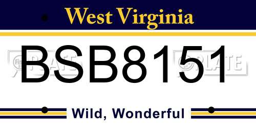 BSB8151 West Virginia License Plate
