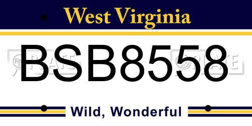 BSB8558 West Virginia License Plate