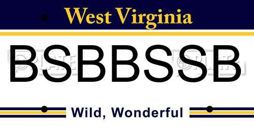 BSBBSSB West Virginia License Plate