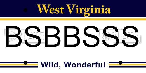 BSBBSSS West Virginia License Plate