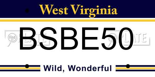 BSBE50 West Virginia License Plate