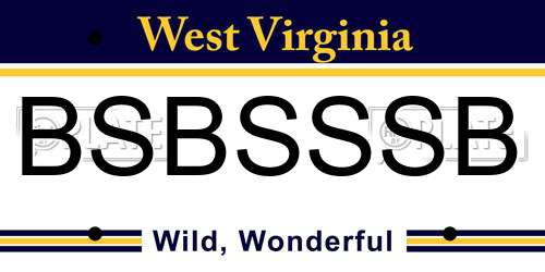 BSBSSSB West Virginia License Plate