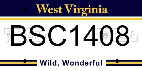 BSC1408 West Virginia License Plate