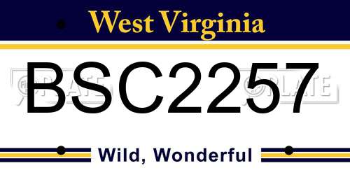 BSC2257 West Virginia License Plate