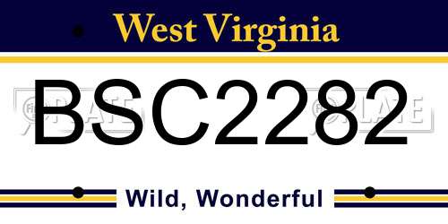 BSC2282 West Virginia License Plate