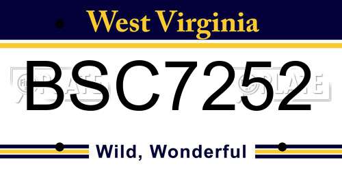 BSC7252 West Virginia License Plate