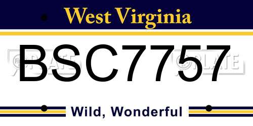 BSC7757 West Virginia License Plate