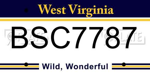BSC7787 West Virginia License Plate
