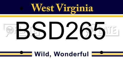 BSD265 West Virginia License Plate