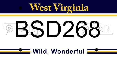 BSD268 West Virginia License Plate
