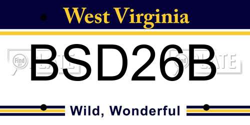 BSD26B West Virginia License Plate
