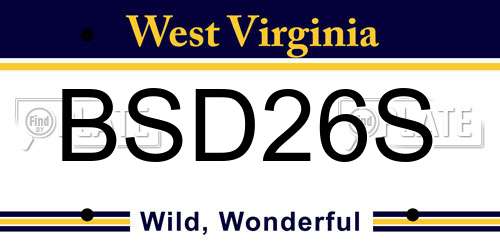 BSD26S West Virginia License Plate