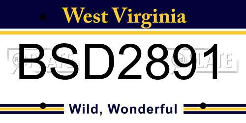 BSD2891 West Virginia License Plate