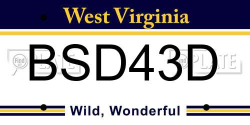 BSD43D West Virginia License Plate