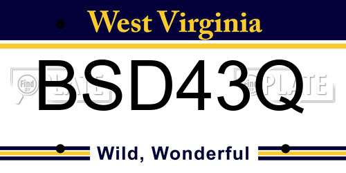 BSD43Q West Virginia License Plate