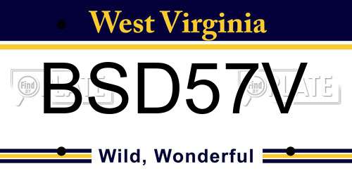 BSD57V West Virginia License Plate